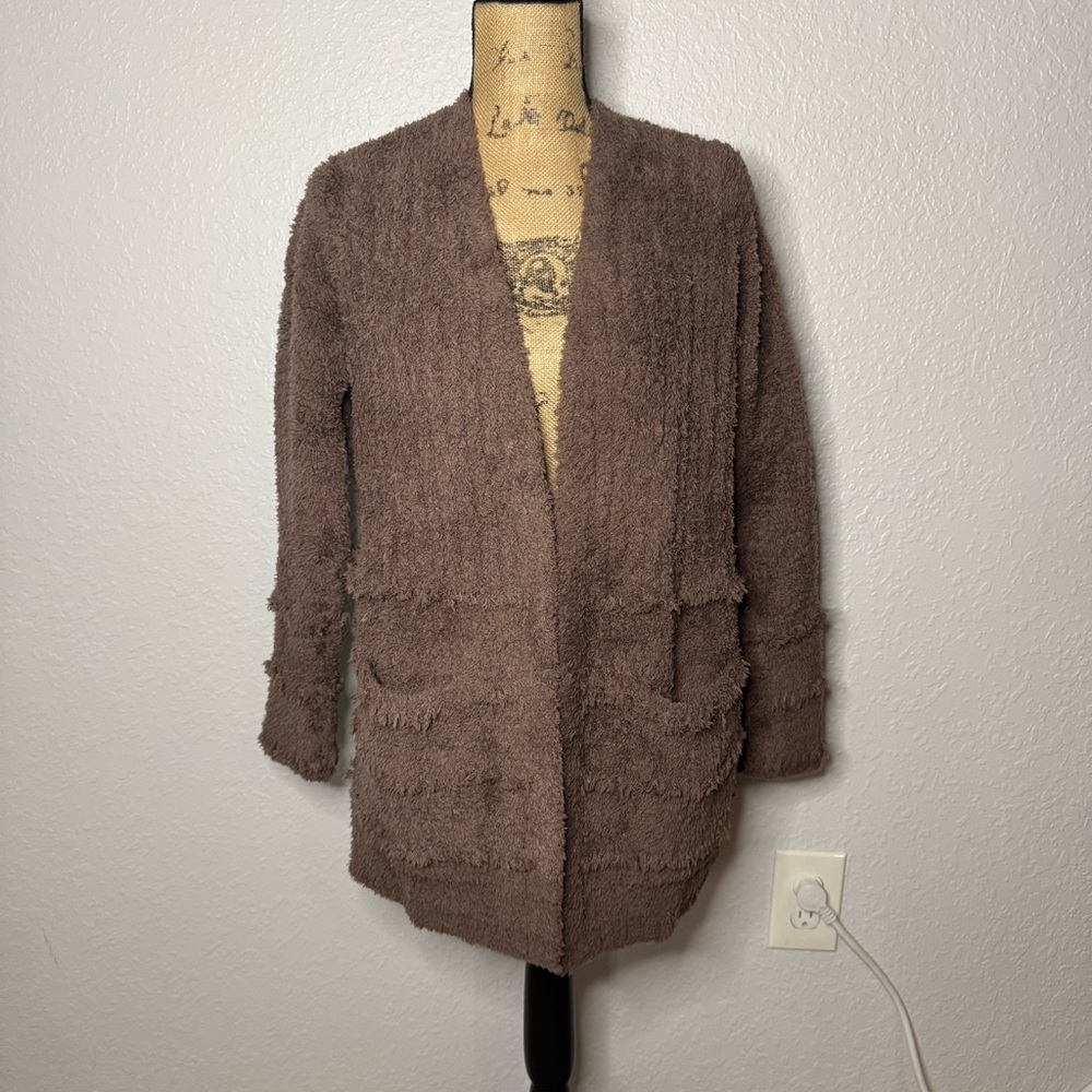 NWT Barefoot Dreams CozyChic Boardwalk Cardigan Sable Brown Women Size XS Lounge